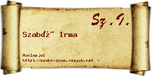 Szabó Irma névjegykártya